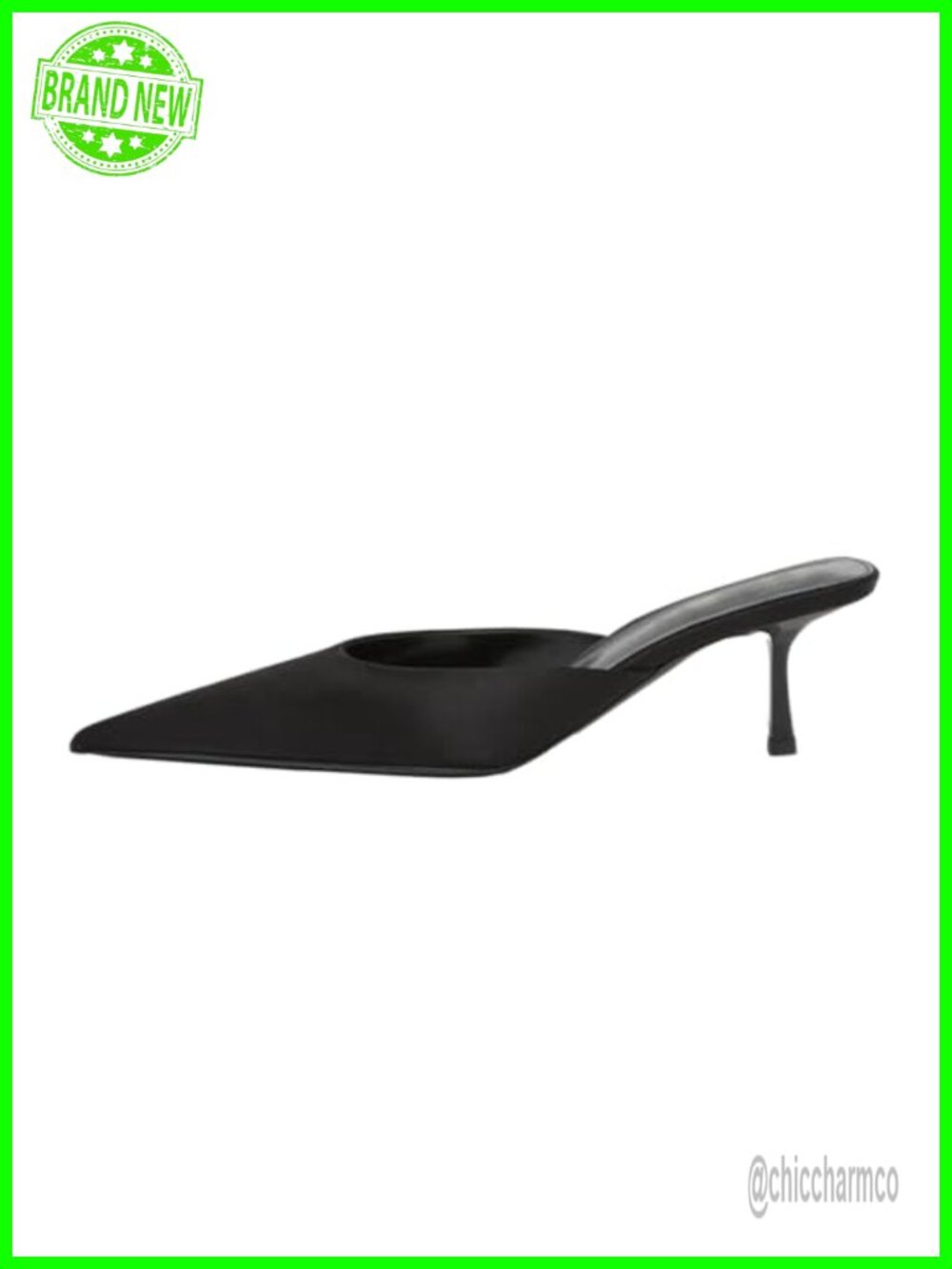 Kitten Heel Mules Women Slip On Backless Pointed Toe Satin Party Dress Shoes